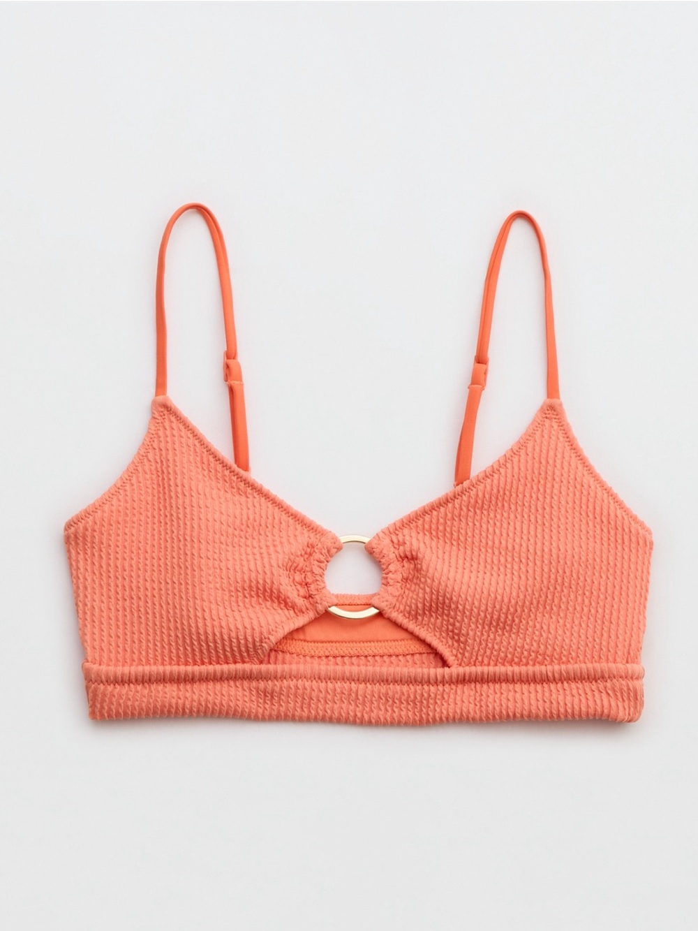 Textured Ring-Front Bikini Top